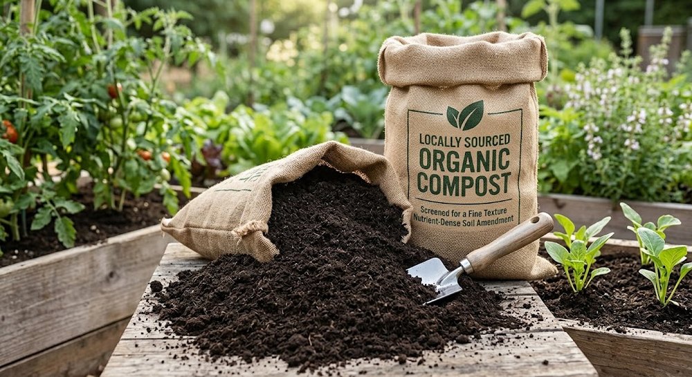 A Triple Bin Co. driver handing off a clean compost bin at the curb